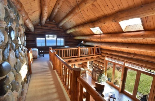 Suttons Bay House | Luxury Waterfront Log Home 15 min from Traverse City w/Dock
