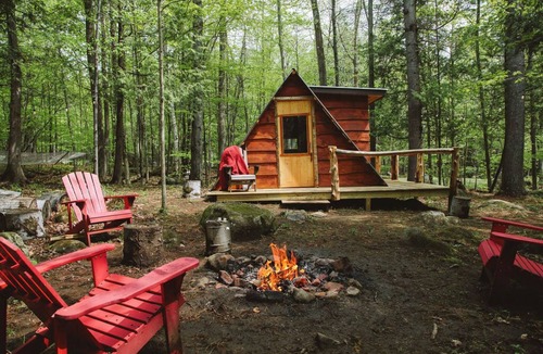 North Pole Cabin | Whiteface Camp with Hot Tub, Private Creek and A-Frame