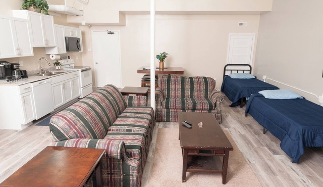 2 Bed, 1 Bath, Ground Floor, Sleeps 7, Loft Style Open Concept Apartment