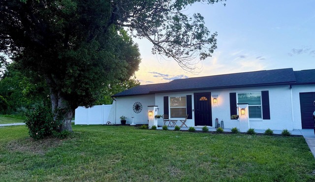 2-bedroom house with fully fenced in backyard with private pool.