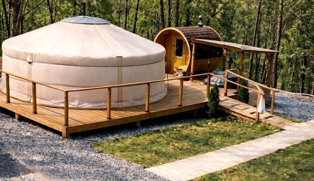 Authentic Mongolian Yurt with Hot Tub Near Deep Creek Lake, West Virginia in Keyser