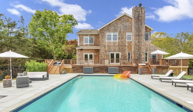 Classic-style Hamptons home, heated freshwater pool, fire pit, extensive.