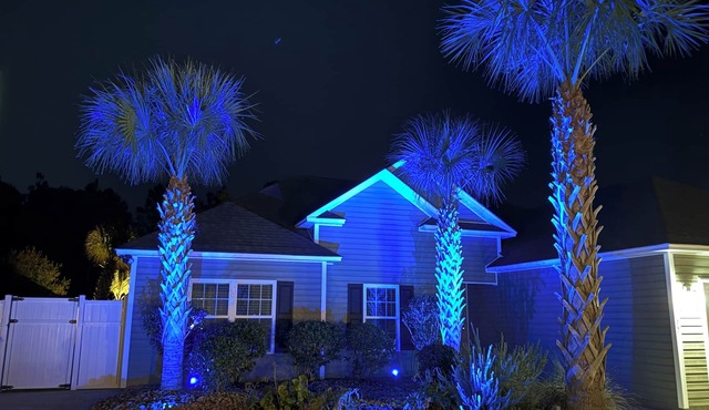 Clean and private home, gated backyard with landscape lighting