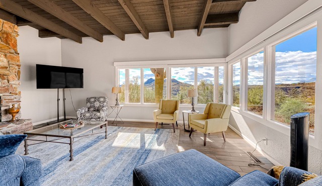 Dog-friendly mountain-view home with private pool, outdoor lounging & W/D