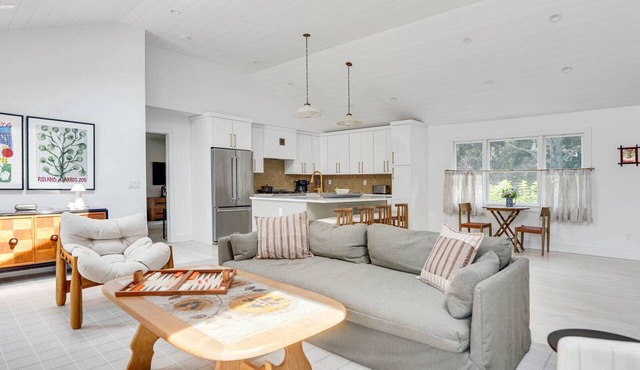 Elevated North Fork Escape with Chic Interiors and Private Poolside Oasis -.