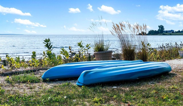Lake Huron Beachfront Home~Mackinac Island Views!