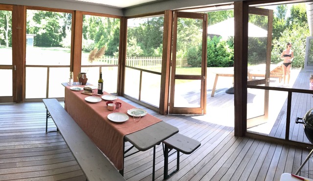 Modern Bellport Village Beach House With Pool.