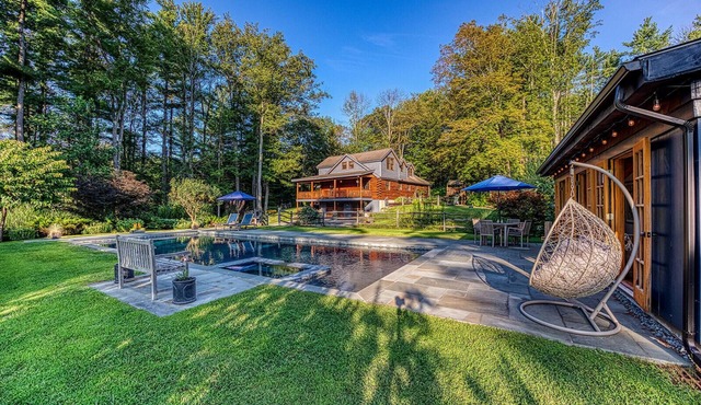 Modern Log Cabin with Saltwater Pool & Mountain Views By Evergreen Home