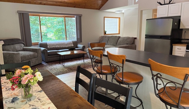 Peaceful cabin hideaway with fire pit & hot tub only 3 blocks from Walloon Lake