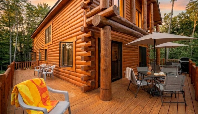 Secluded Log Cabin w/Sauna, Near Skiing & Golf