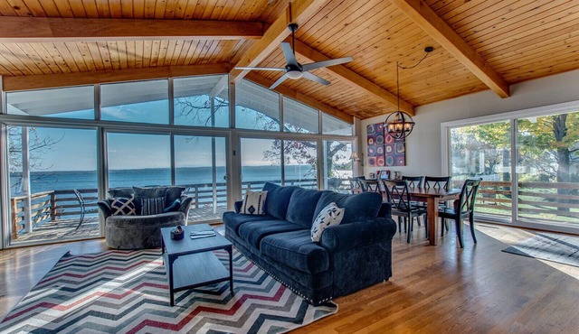 Spacious Lakefront Escape w/Beach, Stocked Kitchen, Near Wineries & Views!