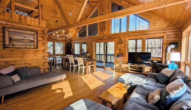 Spacious log cabin in Warrensburg w/Hot Tub: 15 Mi to Lake George