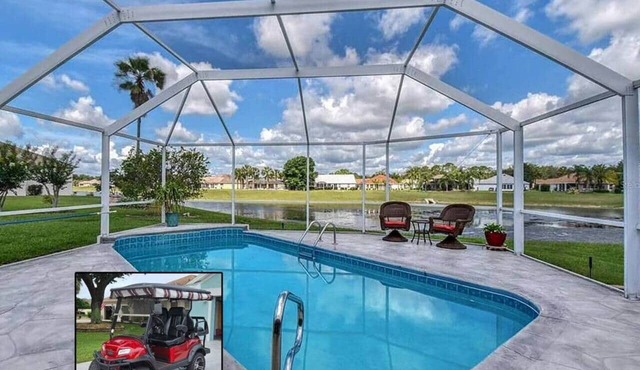 Waterfront, Heated Pool, Golf Cart, & 2 King Beds